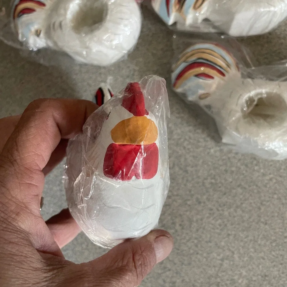 Set of‎ 4 Ceramic Chicken Rooster Napkin Rings Holders Country Farmhouse Decor